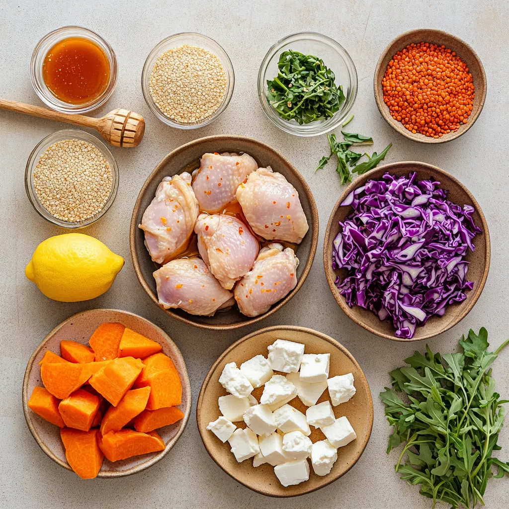 Ingredients for Hot Honey Chicken Bowl