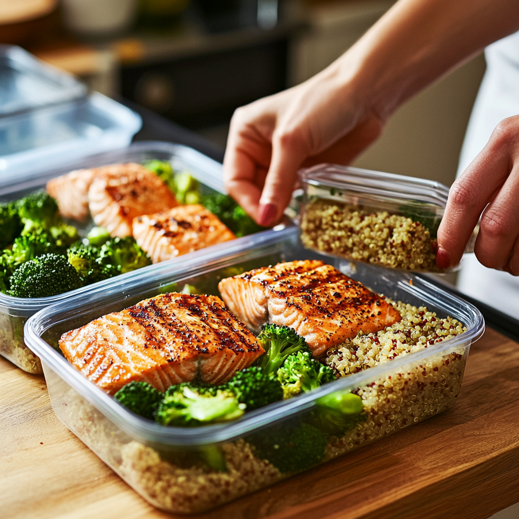 portioning high protein low calorie meals into containers