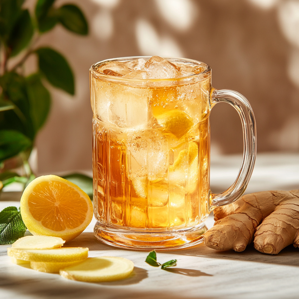 served natural Mounjaro drink with lemon and ginger