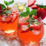 serving strawberry green tea mocktail