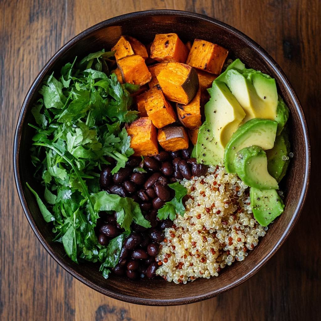 Sweet Potato Bowl with quinoa and avocado
