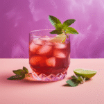 Sleepy girl mocktail in a cozy nighttime setting