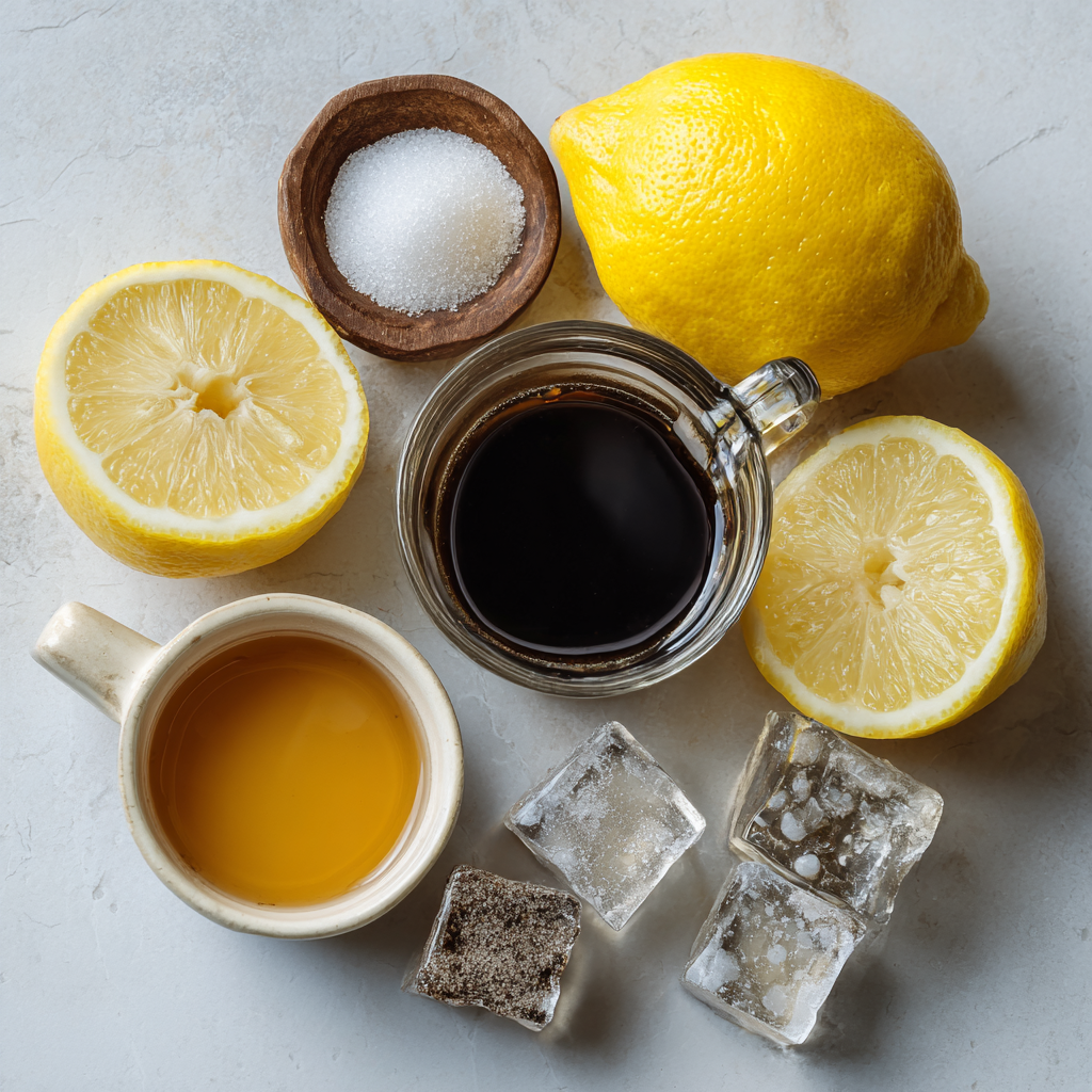 Ingredients for lemon and coffee drink