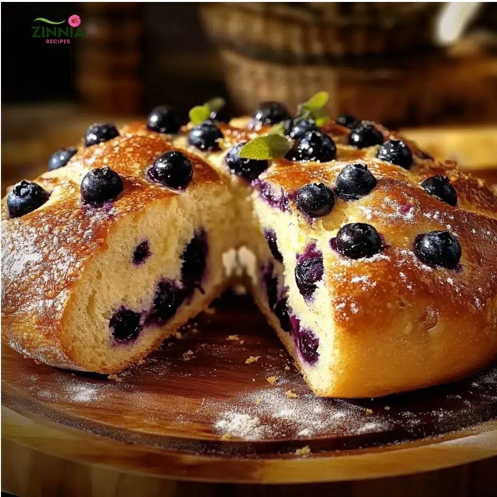 Blueberry lemon bread with cream cheese and sourdough texture