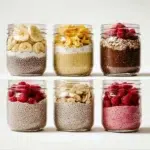 A bowl of healthy chia pudding topped with fresh fruits and nuts.